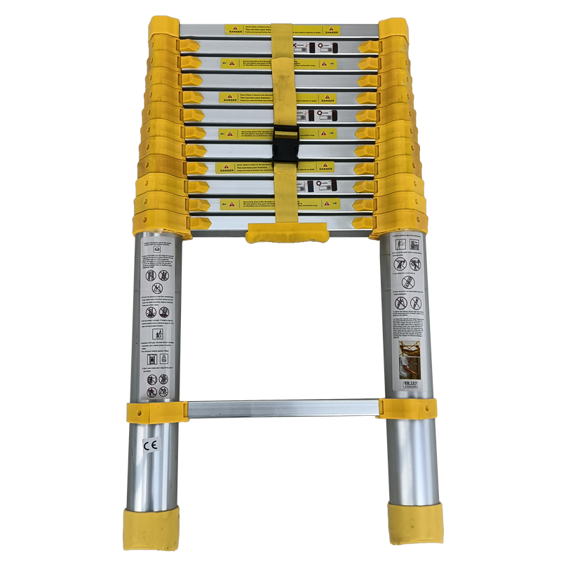 加多奇加厚黄色塑料伸缩梯铝合金工程直梯家用梯折叠便携升降竹节梯单梯 霸王款黄色单面直梯3.8米