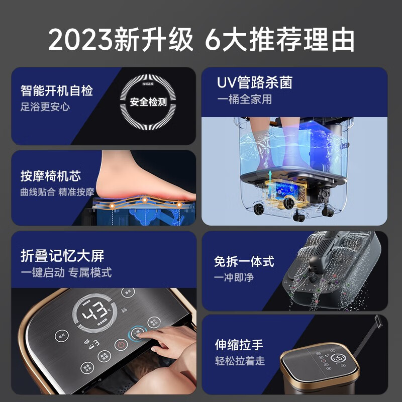 HITH 泡脚桶全自动气囊按摩足浴桶家用足浴盆智能恒温加热洗脚盆送父母长辈母亲节礼物实用 【3段分区按摩】UV杀菌W3