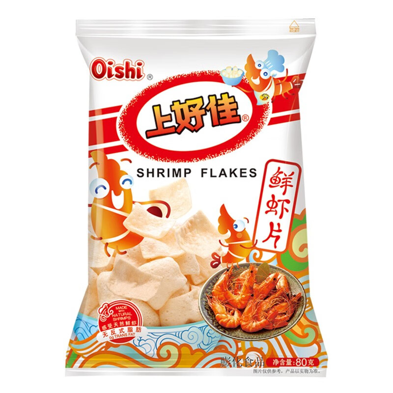 上好佳（Oishi）鲜虾片 80g/包膨化零食休闲办公室小食