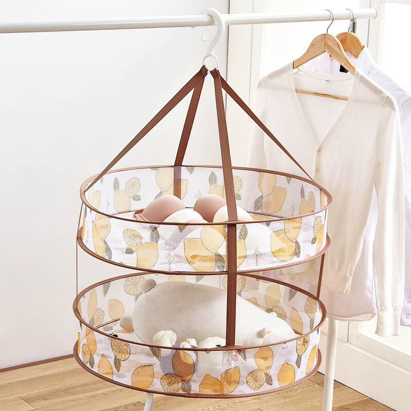 防变形毛衣平铺网兜晒袜子神器晾衣篮wj 柠檬-大号双层 柠檬-小号单层