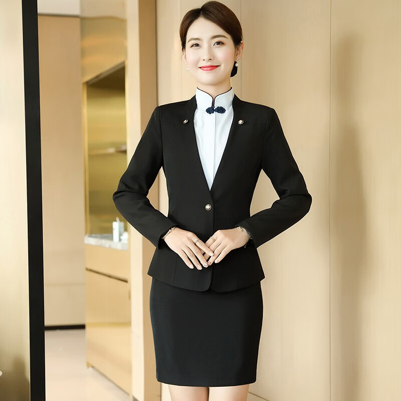 特洛职业装女装套装正装酒店服务员工作服女西装马甲套裙美容院前台