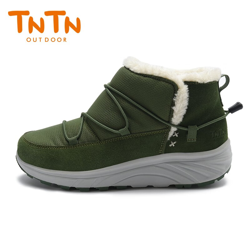 TNTN户外马丁冬季保暖防寒防水哈尔滨东北羊毛加厚绒女士雪地靴棉鞋子 邮差绿 36 偏小请买大1码