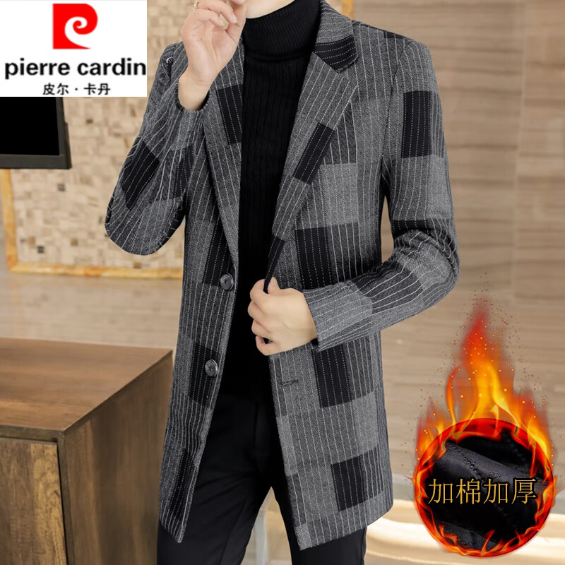 皮尔卡丹（pierre cardin）中长款风衣男士韩版修身毛呢秋冬季帅气加棉加厚呢子外套男装 865条格【加棉款】 M使用感如何?