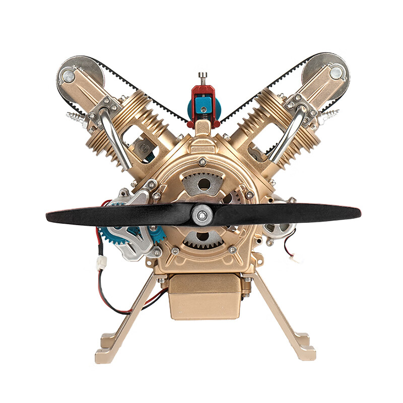 土星文化 土星工匠师 V2双缸汽车发动机模型3D金属拼装拼插模型大人玩具高难度机械组装