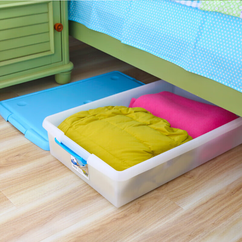 爱丽思（IRIS） 日本爱丽思IRIS 大号床下半透明衣物被子床底收纳箱玩具整理箱环保树脂杂物收纳盒 UG-725 蓝色