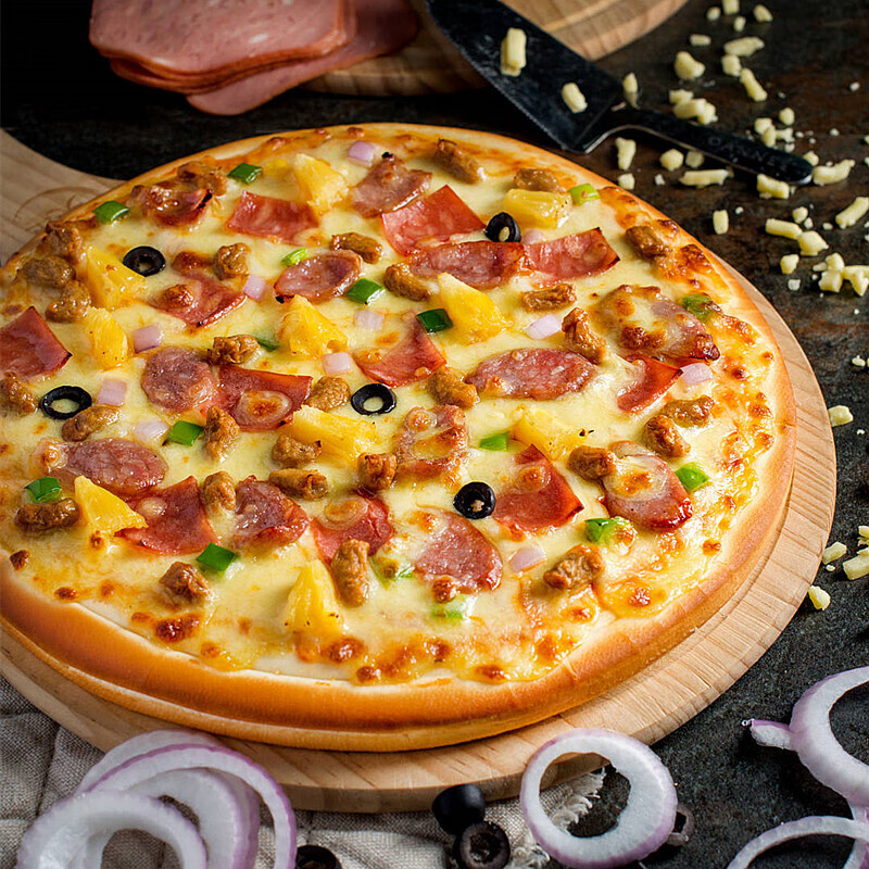 虎钢馋披萨饼9英寸速冻半成品美式厚底芝士比萨饼烤箱加热即食370g