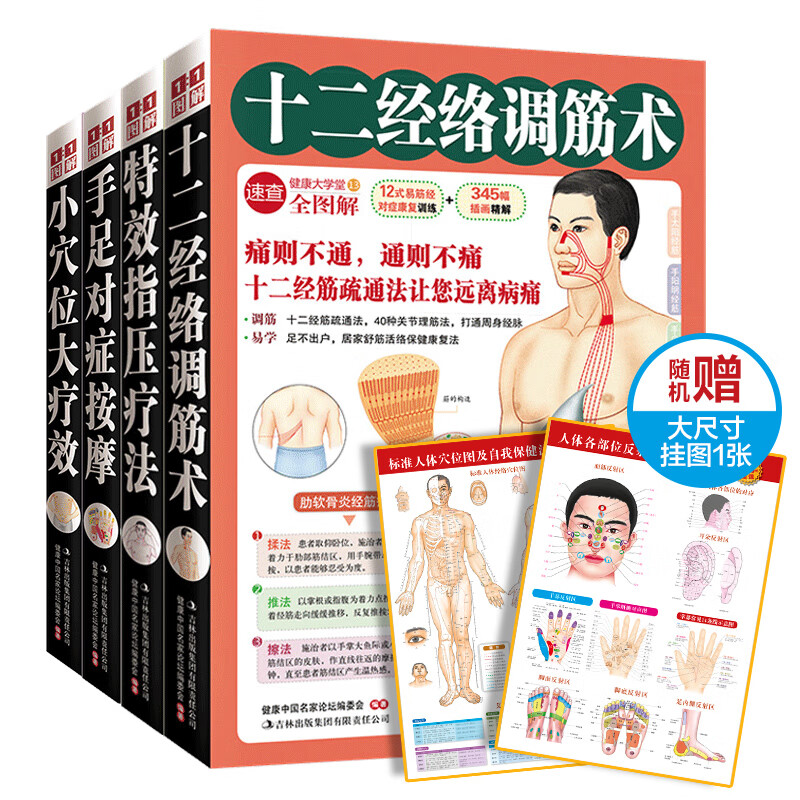 小动作大健康套装全4册：特效指压疗法+手足对症按摩+小穴位大疗效+十二经络调筋术