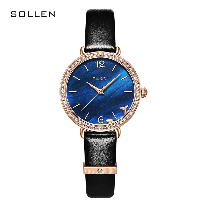 梭伦(sollen) 手表女 时尚小巧潮流石英表机芯皮带薄款时尚防水石英
