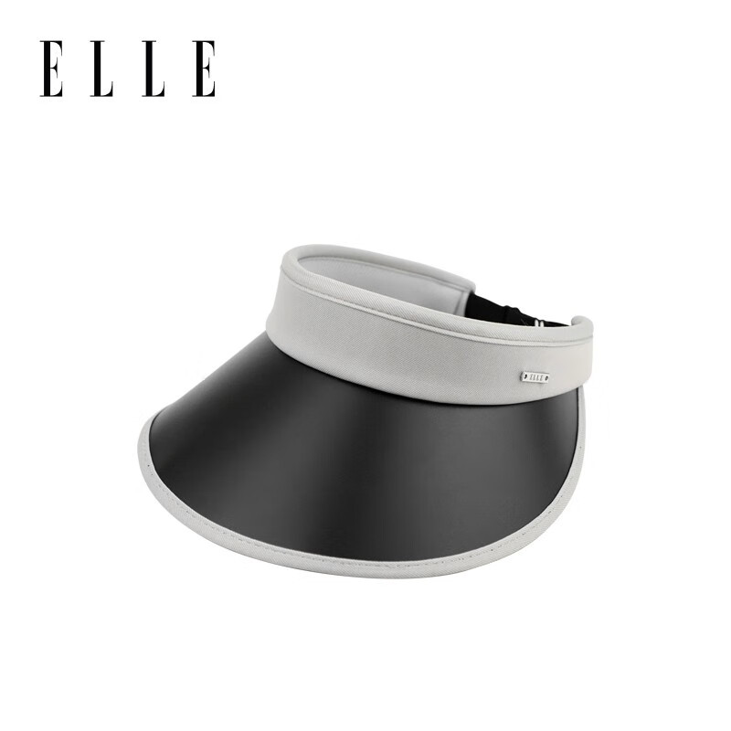 ELLE空顶帽夏季骑行遮阳防晒帽子大帽檐沙滩女防紫外线太阳帽 气质灰