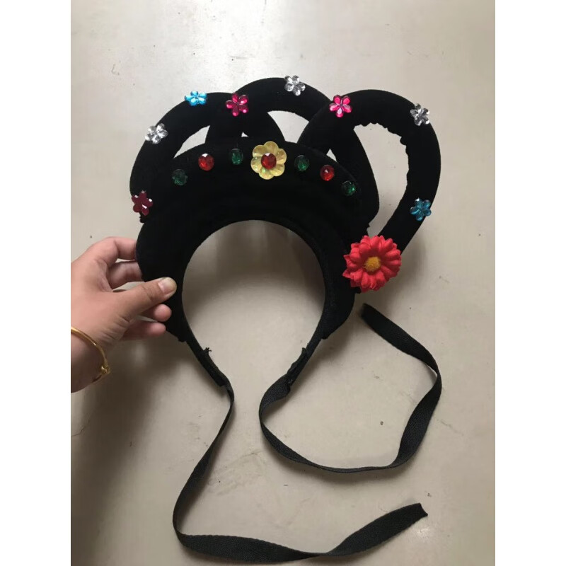 戏剧头饰古装假发古代小姐戏曲越剧花旦头套黄梅戏假发 红色