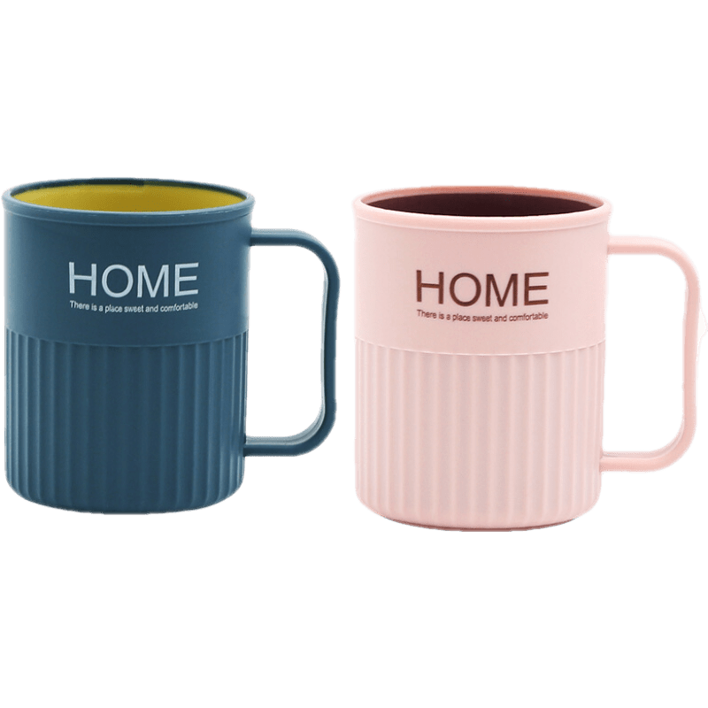 【2个装】家用漱口杯刷牙杯简约北欧ins风牙缸牙刷洗漱杯子情侣牙刷杯 深蓝+粉色(2个装)