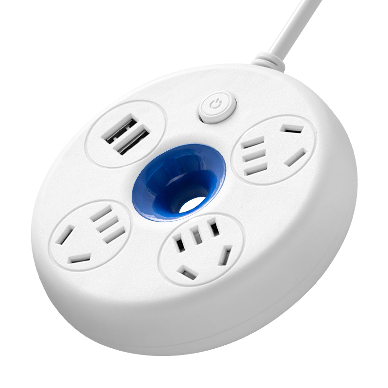 戴利普 新国标排插带线拖线板安全插座USB插线板长线插板家用接线板多孔插盘多用电插板多功能插排圆形 总控 4插位 全长 0.8米