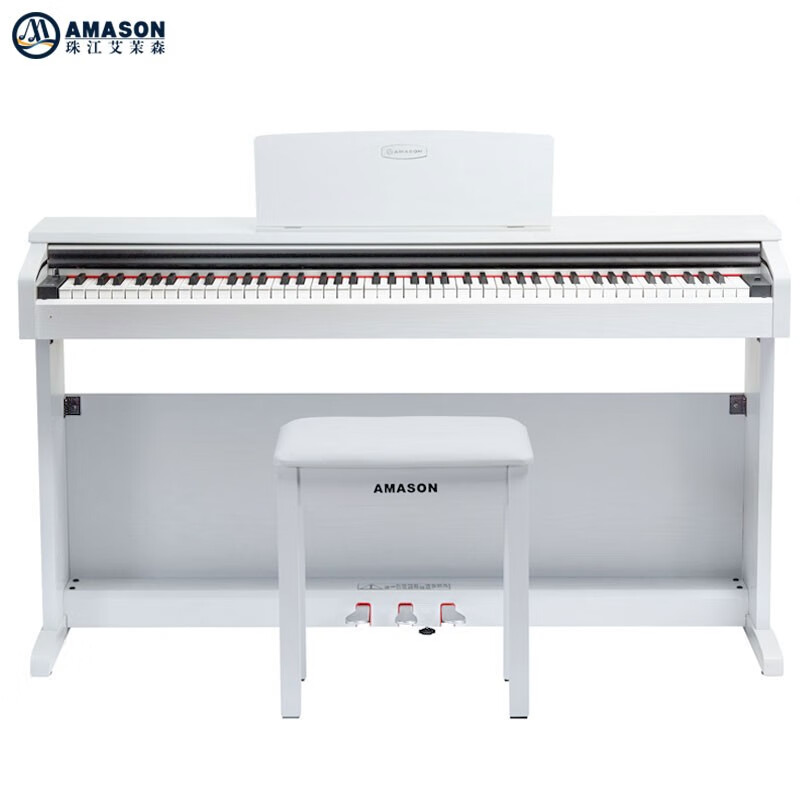 珠江钢琴 艾茉森AP-230白色电钢琴智能数码88键重锤立式电子琴 儿童初学成年人考级通用