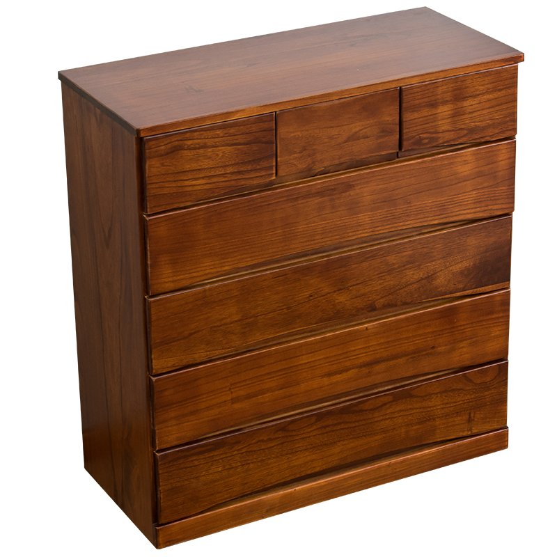 冯派  实木斗柜卧室整装中式简约储物柜斗柜抽屉式收纳柜 弓形90-5咖啡色  （40宽）