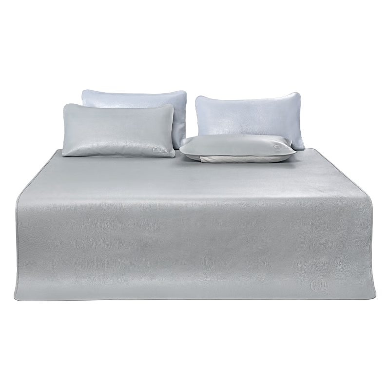 塔山（TASHAN） 牛皮席牛皮涼席純色4mm加厚真皮軟席三峽頭層水牛皮空調(diào)涼席子 皇冠  曙光灰 1.8m床/三件套 180cm*200cm