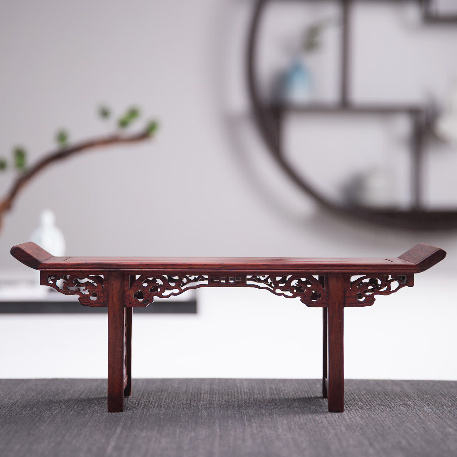 红酸枝条案微型小家具模型红木摆明清古典红木工艺品摆件 红酸枝条案