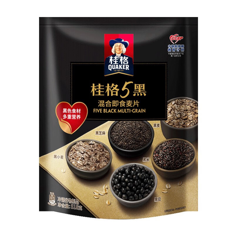 桂格(quaker)5黑混合五黑五白五红冲饮麦片黑芝麻饱腹速食即食懒人早