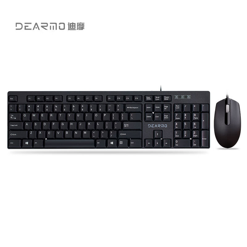 迪摩 DEARMO MK1900有线键盘鼠标套装商务办公家用键盘鼠标套装笔记本电脑键鼠套装 黑色 1200DPI 自营