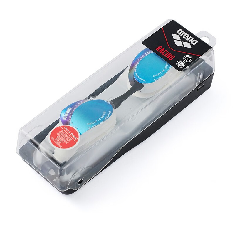 阿瑞娜（arena）泳镜进口专业竞赛高清防雾防水镀膜游泳眼镜男女士通用 蓝白镀膜【进口带镜盒】