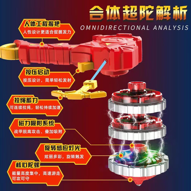 澄兴兴育教【工厂直发】二代战陀双重超陀玩具男孩魔幻合金爆甲陀螺魔幻合体 黄色+青色】2套+对战盘