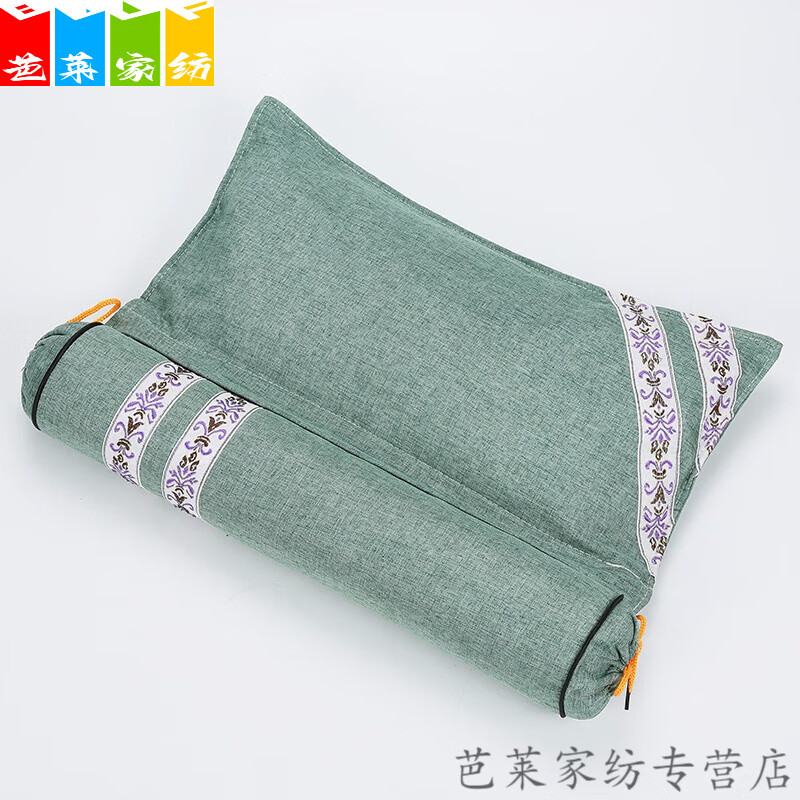 花仟陌圆枕圆形沙发头枕睡觉艾草颈椎枕头修复椎圆柱枕曲度连体枕