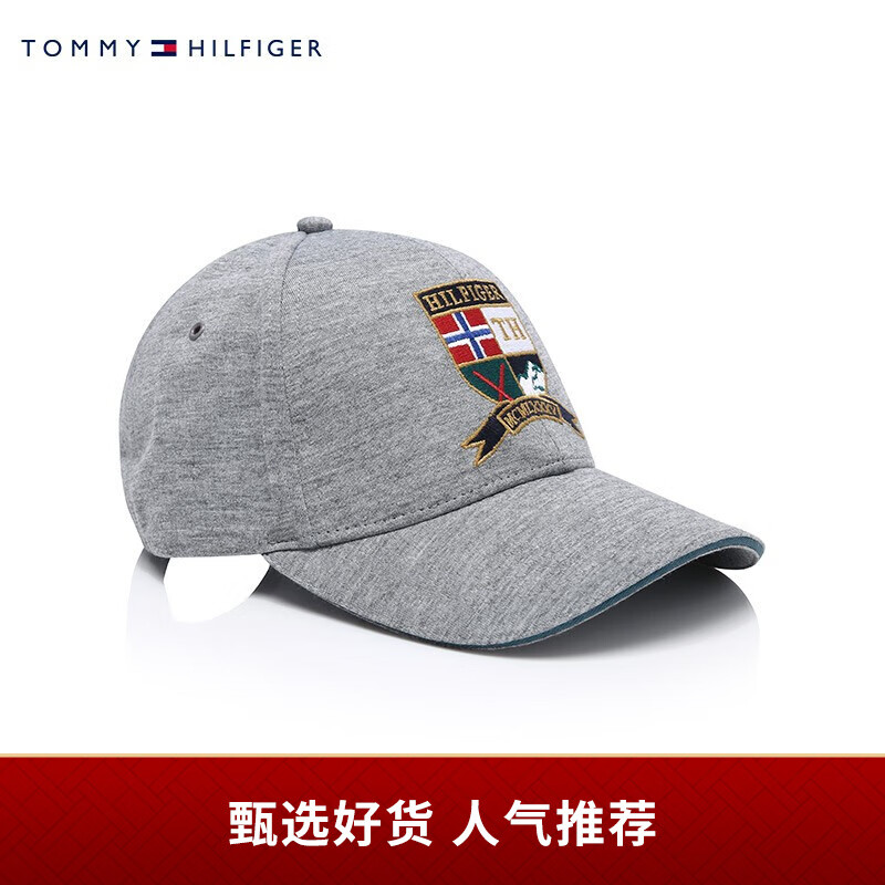 TOMMY HILFIGER 男装春秋休闲可调节刺绣棒球帽AM0AM05608 灰色0GP OS