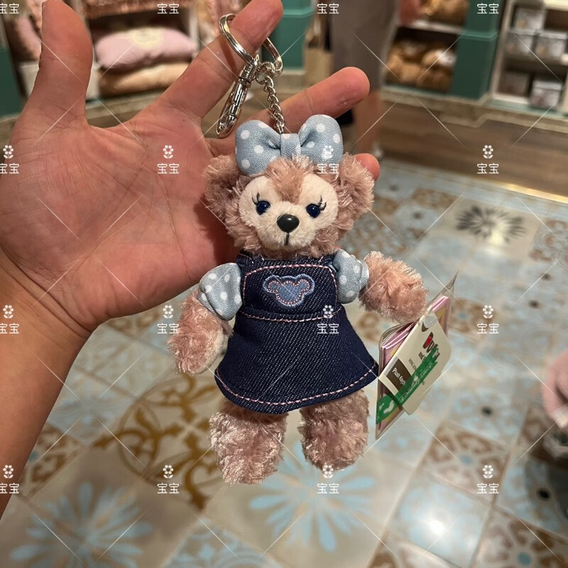 迪士尼(disney)香港乐园 牛仔达菲雪莉玫毛绒公仔钥匙扣星黛露挂件包