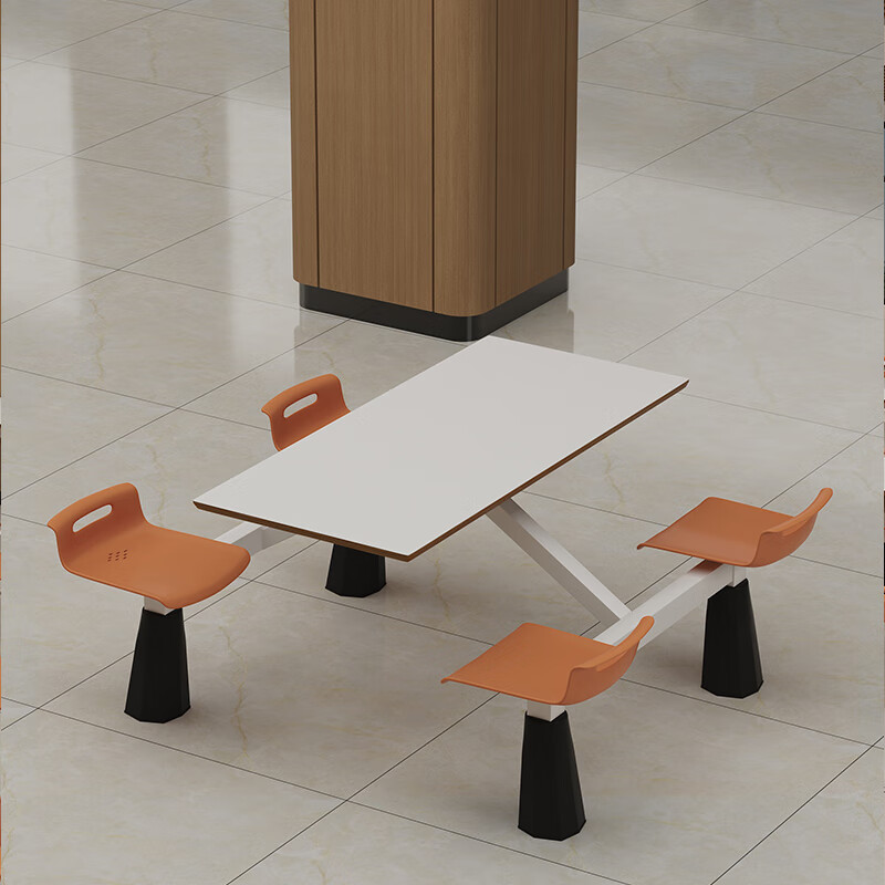 吴汉匠家具 快餐桌椅连体组合学校食堂员工饭堂高速服务区餐厅四人位