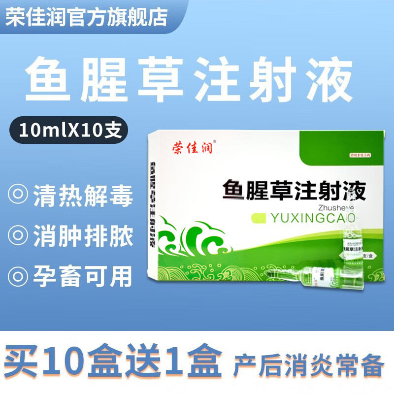 荣佳润鱼腥草注射液兽用 兽药牛羊母猪产后康消炎针剂 益母清热利尿 鱼腥草10ml*10支【荣佳润】1盒价