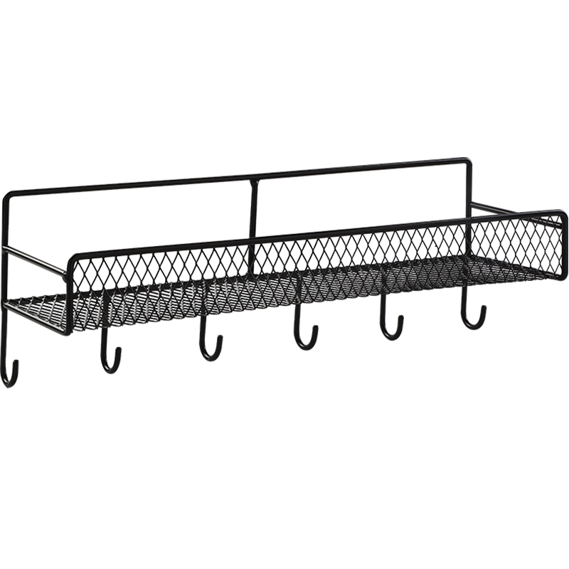 亚思特免打孔卫生间置物架子厨房卧室挂衣架宿舍居家出租屋墙上壁挂厕所洗手间收纳架 黑色