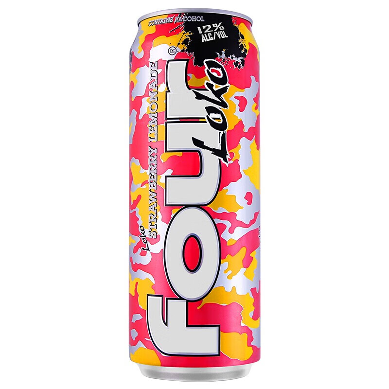 four loko四洛克预调鸡尾酒 洋酒 果酒 迷彩系列草莓柠檬味695ml一罐装
