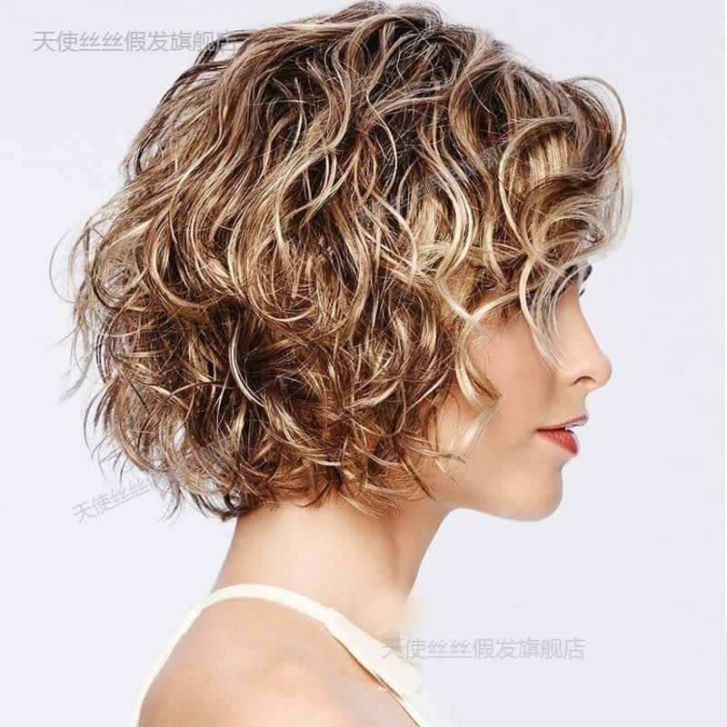 天使丝丝 短发女士新款侧分短卷发蓬松金棕梨花卷发套式假发 图片色属于什么档次？