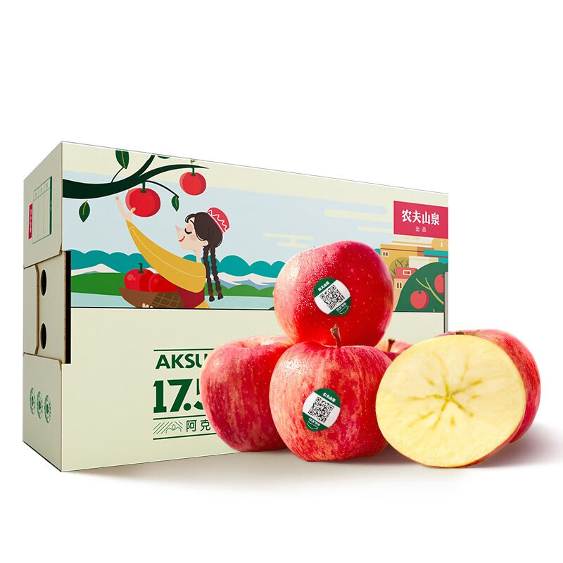 农夫山泉 17.5°苹果 阿克苏苹果 15个装 单果径约80-84mm 新鲜水果礼盒