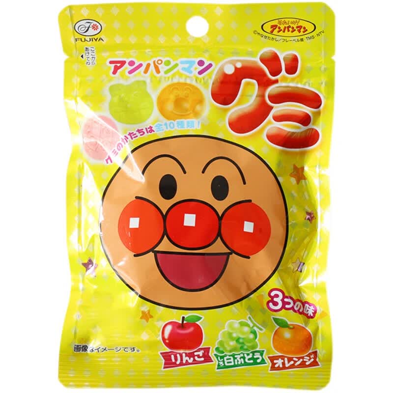 日本进口fujiya不二家面包超人什锦水果果汁软糖儿童宝宝糖果零食