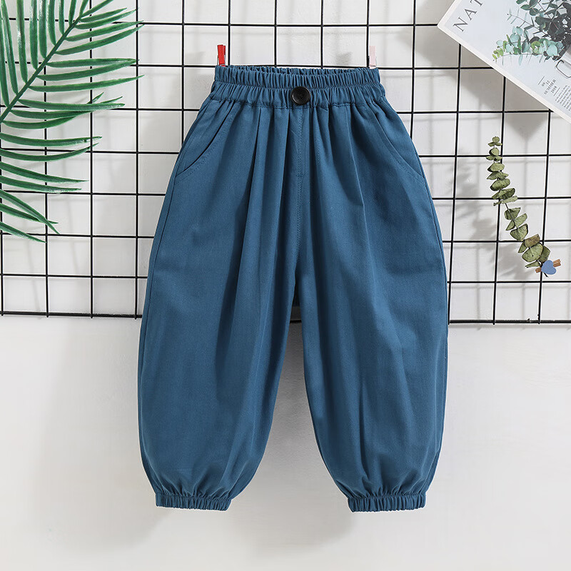 radinka2024夏新款男童灯笼裤中小童宝宝棉布裤子儿童休闲裤pxf 蓝色
