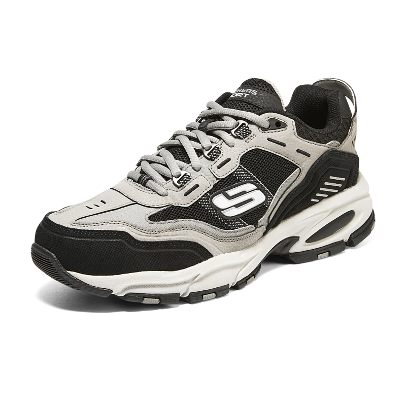 斯凱奇（Skechers）男鞋秋季厚底老爹鞋休閑熊貓鞋軟底運動(dòng)鞋237067