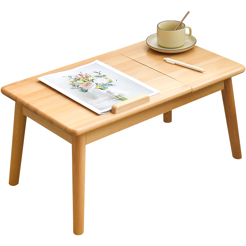 香木语 实木飘窗桌家用折叠榻榻米茶几日式窗台阳台小书桌卧室坐地创意矮桌炕桌 原木色