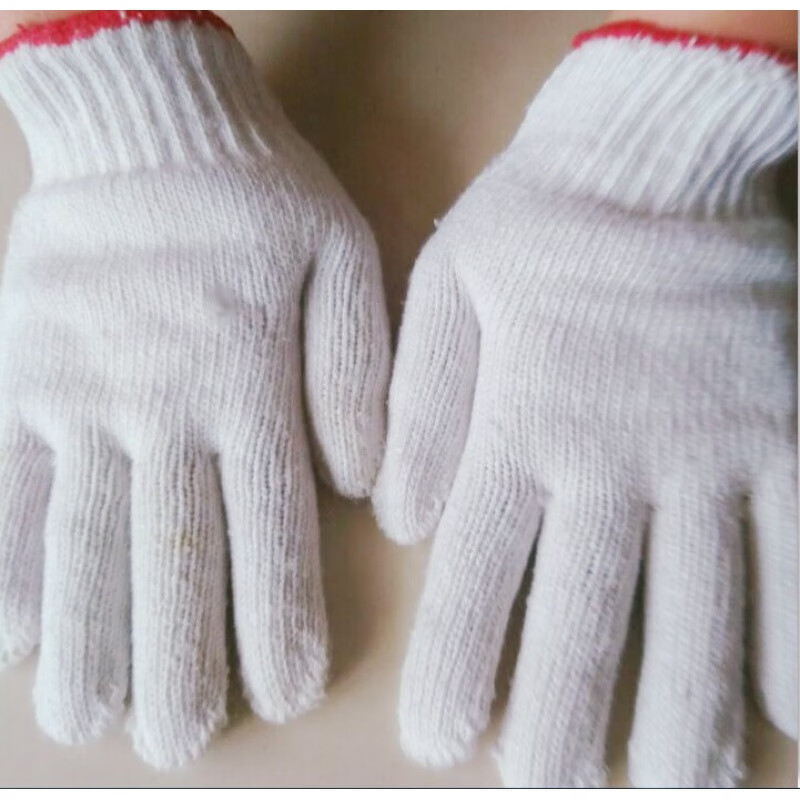 劳保手套毛线棉纱沙白色工作业尼龙耐磨批發防滑男 一只价白棉线200只