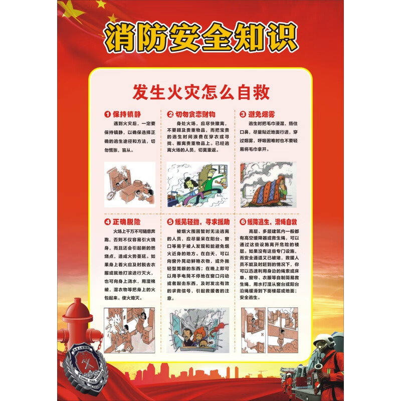 晗畅  企业校园消防安全知识展板挂图消防知识标语工厂宣传海报墙贴