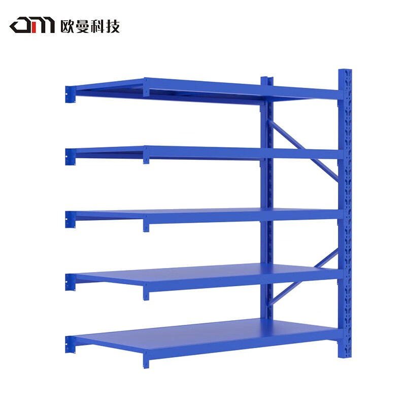 欧曼 中型货架五层仓储货架2000*600*2000副架200公斤蓝色中型层板