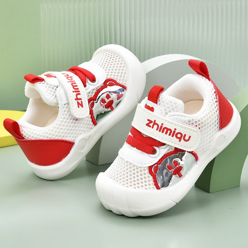 胖胖鹿新款夏季宝宝学步鞋0一1-2岁婴儿防滑软底婴幼儿网鞋男女宝宝鞋子 L17红色 (内长11.5cm14码)适合脚长11.0
