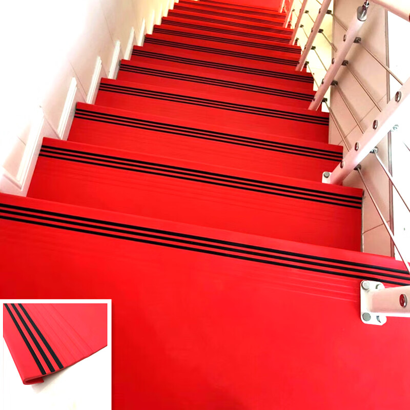 幼儿园塑胶板加厚耐磨防水地胶台阶贴整体铺 红色 定制48厘米x100厘米