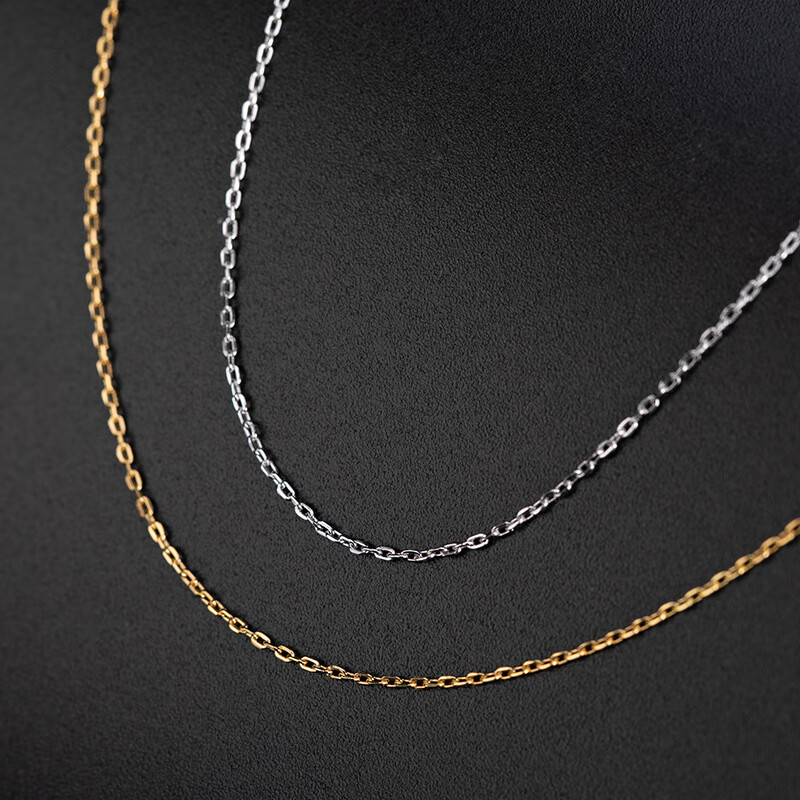 s925足银项链镀金盒子链o型链锁骨链单链简约百搭可调节基础链女 o型