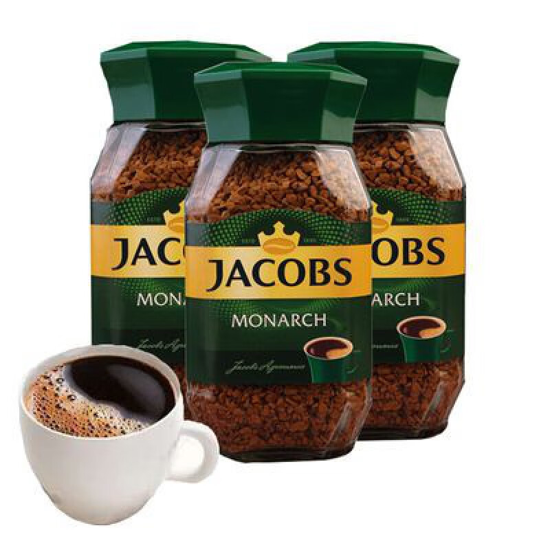 食芳溢俄罗斯进口咖啡 德国雅各布jacobs速溶黑苦咖啡95g/瓶 俄罗斯