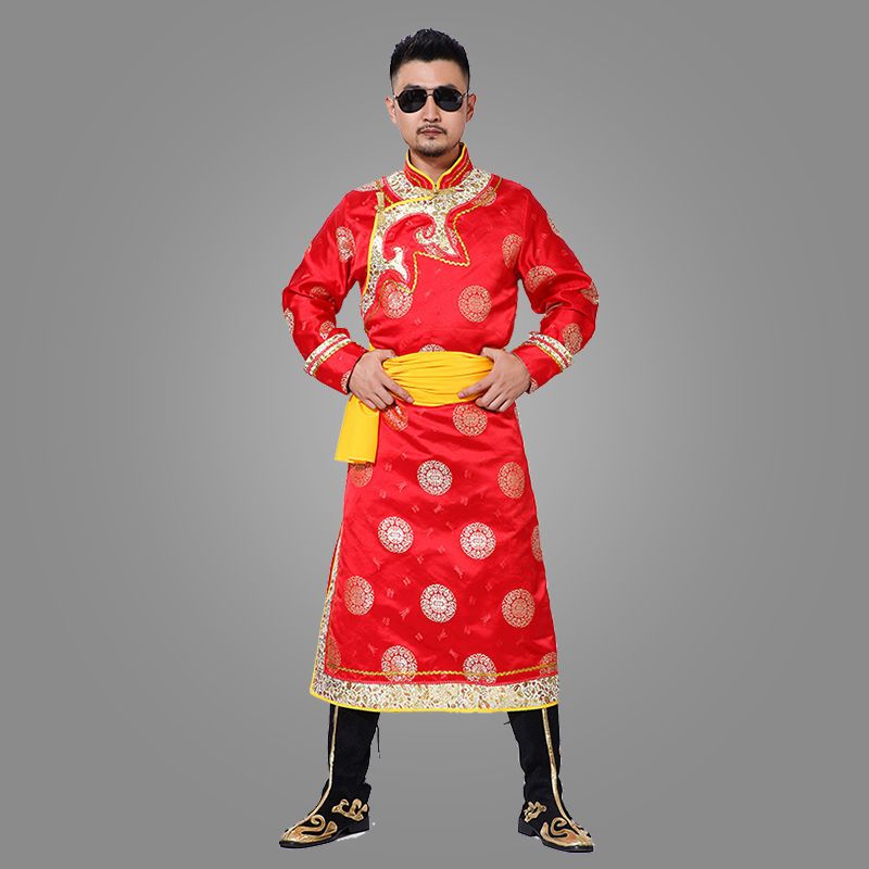 牧兽新款蒙古服装蒙族男装演出服少数民族男士长袍藏族舞蹈表演服