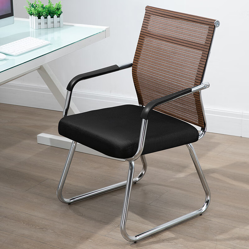 百魅（BAIMEI）电脑椅 家用 弓形办公椅职员椅会议网椅家居靠背椅休闲老板椅子 黑色