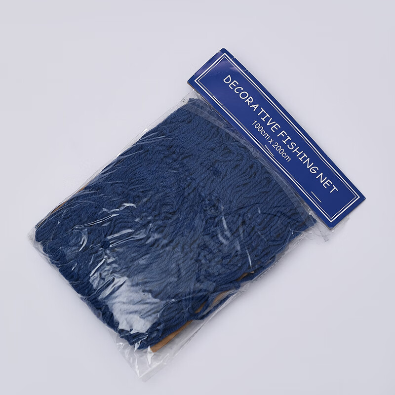 莎庭地中海装饰渔网粗线麻绳贝壳网摄影道具幼儿园背景墙蓝色挂饰鱼网