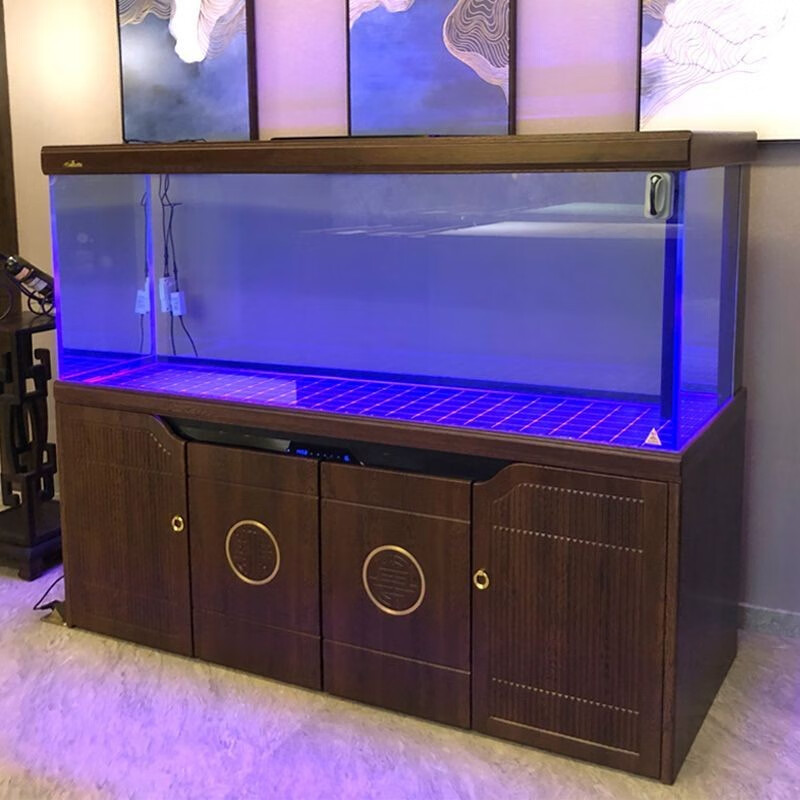 越美大型落地家用鱼缸水族箱客厅免换水超白玻璃办公室风水底滤龙鱼缸