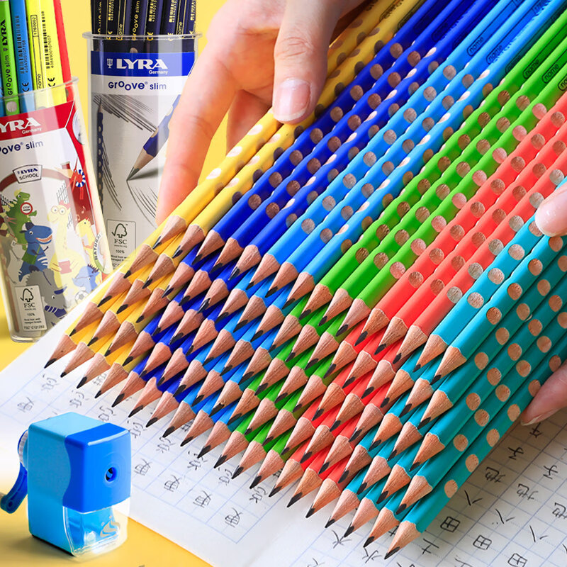 LYRA德国艺雅洞洞铅笔HB儿童三角形铅笔小学生用30支筒装马卡龙色笔杆L1763303