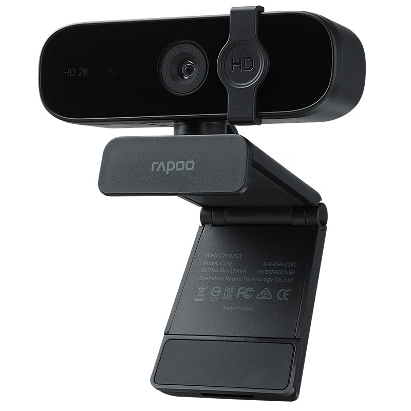 雷柏（Rapoo） C280 高清网络摄像头 2K自动对焦 1440P直播视频会议通话 台式机笔记本电脑摄像头